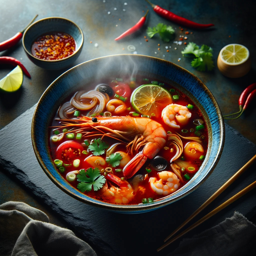 Hot and sour prawn soup