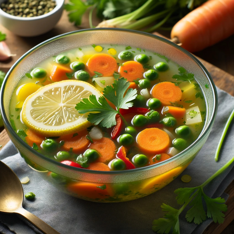 Lemon coriander veg soup