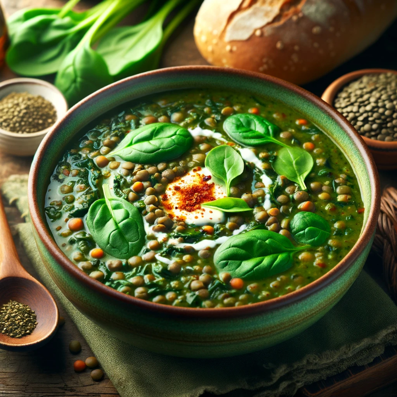 Lentil spinach soup